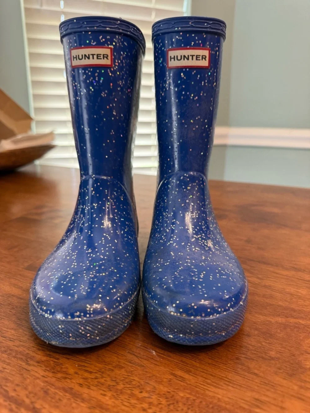 Hunter Kids First Classic Giant Glitter Rain Boots Blue Size 13/1